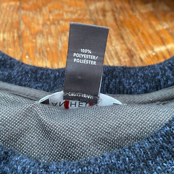 Van Heusen Small Navy Grey Knit Sweater Long Sleeve Fleece Hiking Outdoor Winter - Picture 7 of 10